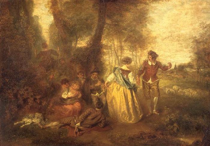 Jean-Antoine Watteau Le Plaisir pastoral oil painting picture